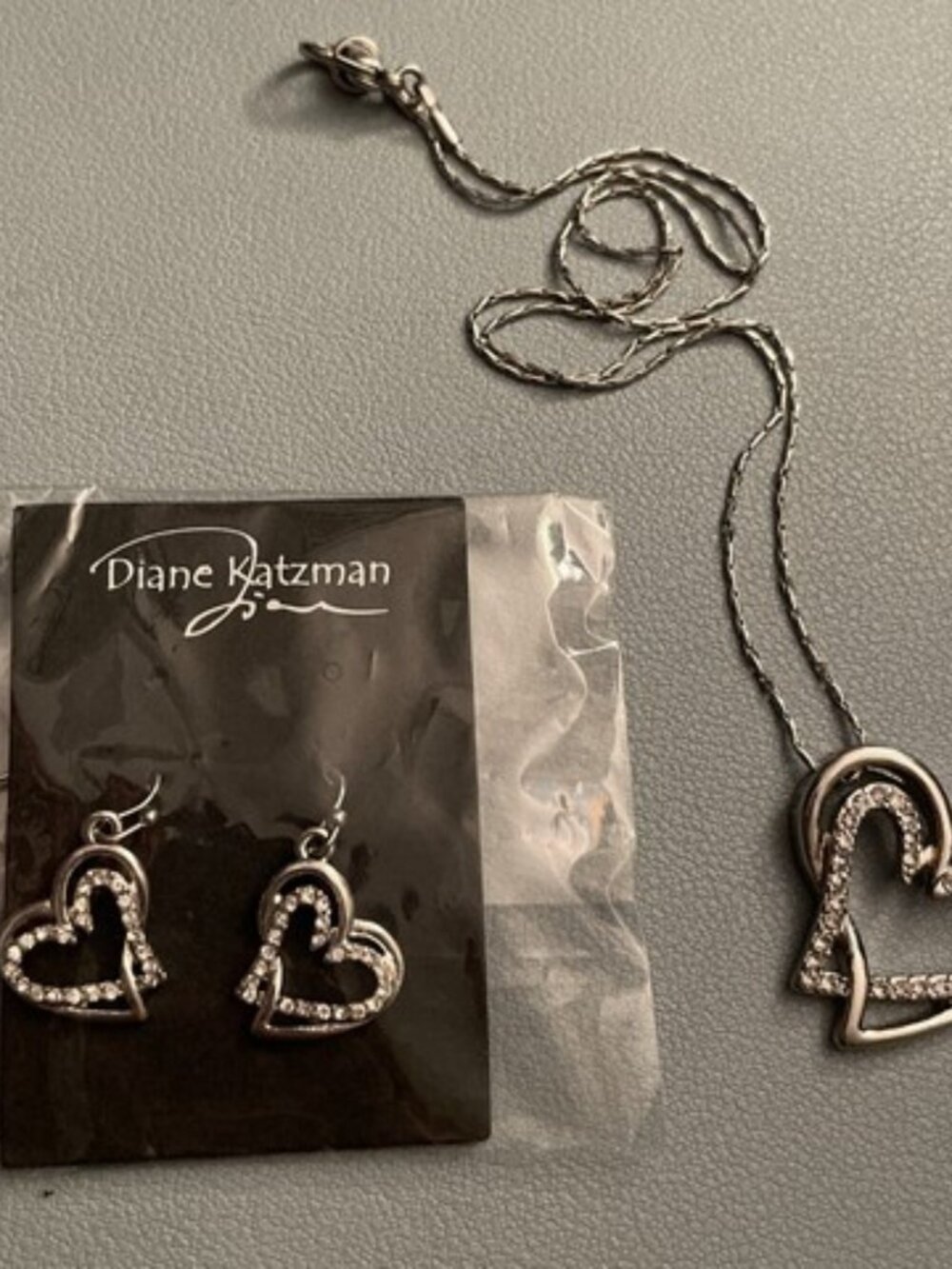 DIANE KATZMAN JEWELRY Set HEART SHAPED: Necklace Earrings‎ Love NEW